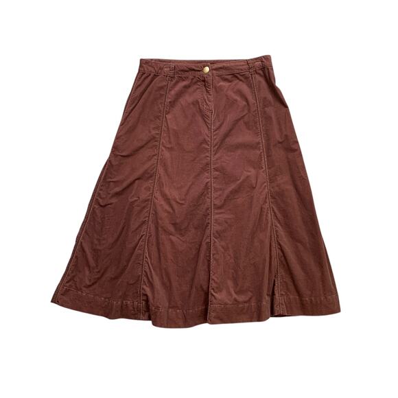 Soft Surroundings Skirt Womens 12 Petite Chocolate Front Zip Corduroy A Lined - Picture 1 of 8